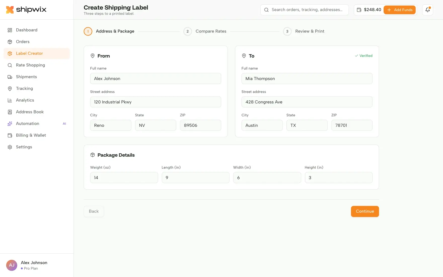 Shipwix label creator